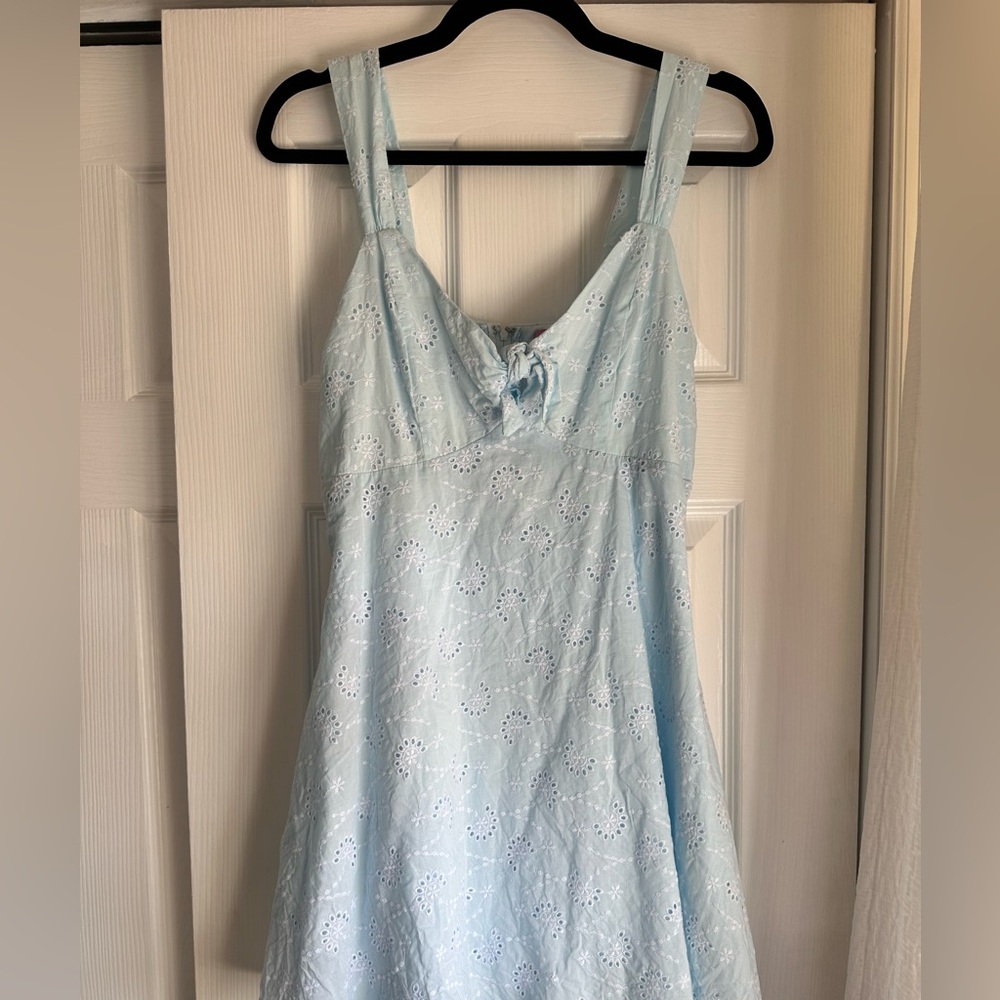 Francesca's Collections Sky Blue Eyelet Dress